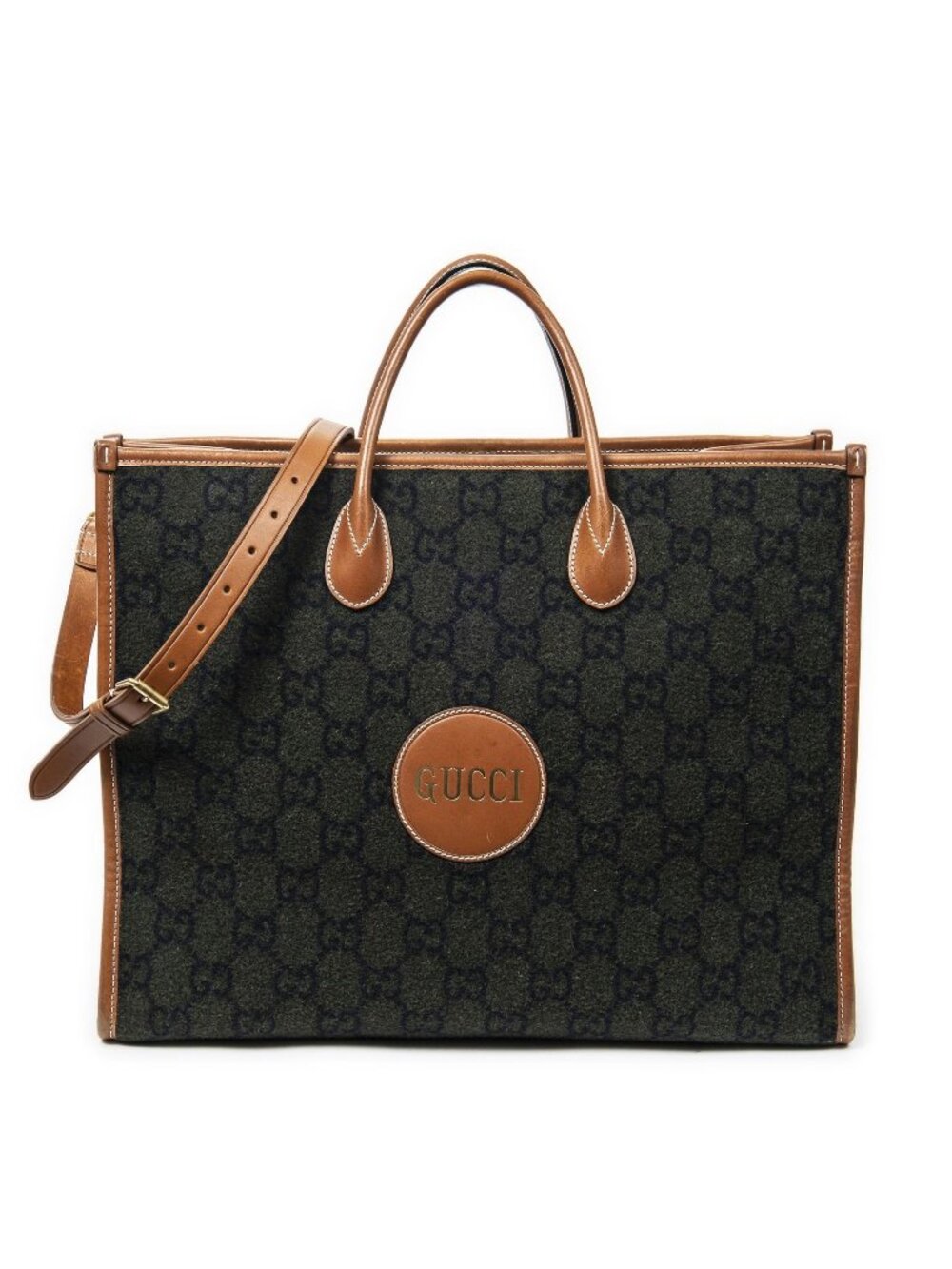Gucci GG Script Tote Bag Black Brown Canvas